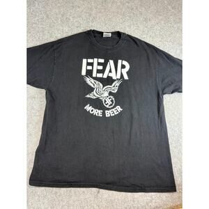 Vintage 90s FEAR More Beer Graphic Tee Shirt Mens XL Black Punk Rock Band Tee